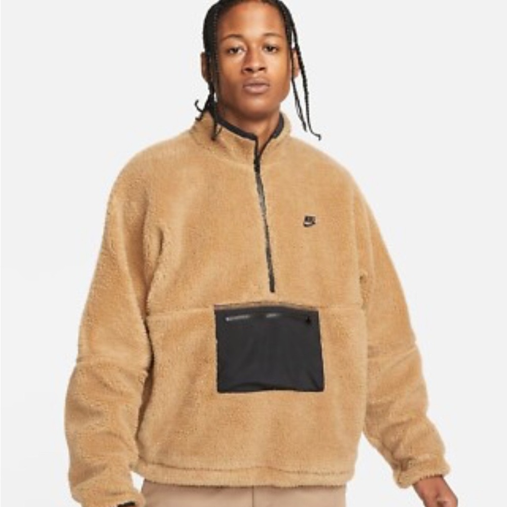 Nike Tan Sherpa Half-Zip Jacket Men’s Size S